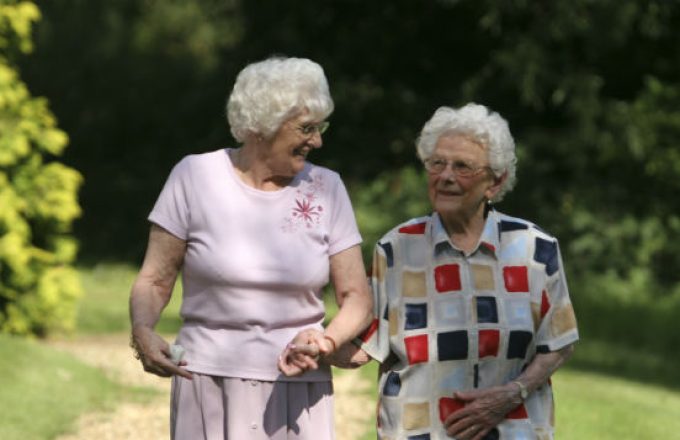 Older people in a garden