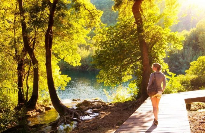 Woman walking in nature