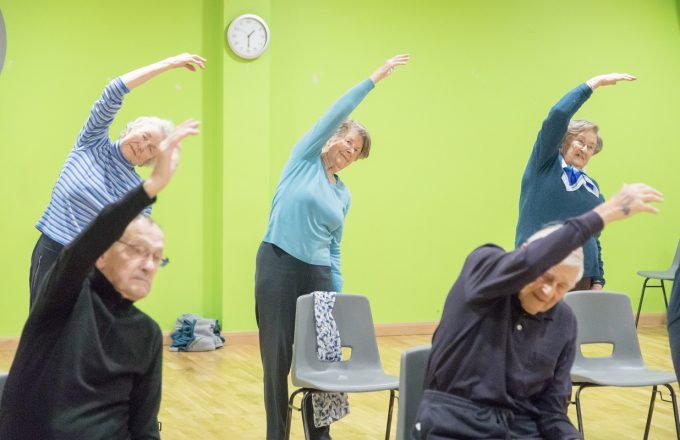 Older people in exercise class