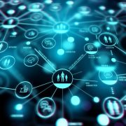 Illustration of a closely connected network of people and technology.