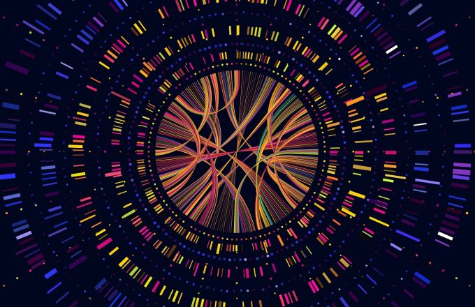 Genome data. Genetics sequence barcode visualisation, dna test and genetic medical sequencing map. Genomics genealogy sequencing data, chromosome architecture vector concept illustration