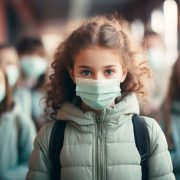 Young people during the pandemic wearing face masks and coats
