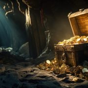 Old treasure chest in cave