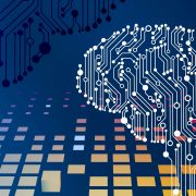 Abstract image of data representing a brain and AI.