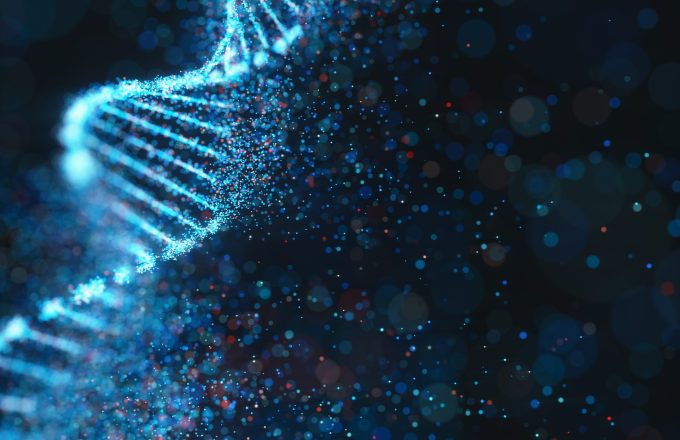 Colorful DNA molecule. Concept image of a structure of the genetic code. 3D illustration of genetic code and science.
