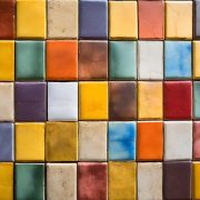 Colorful vintage ceramic tiles wall decoration. mosaic tiles, ceramic tiles wall background