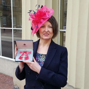 Vicki receiving her MBE at Buckingham Palace (2017)